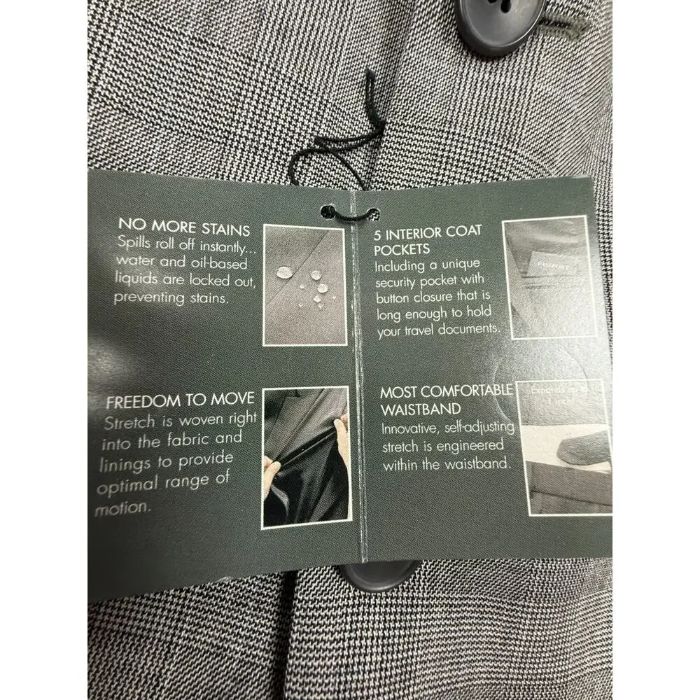 Jos A Bank 100% Wool Suit Gray Glen Plaid Classic 42L 38xUnfinished $585Retail